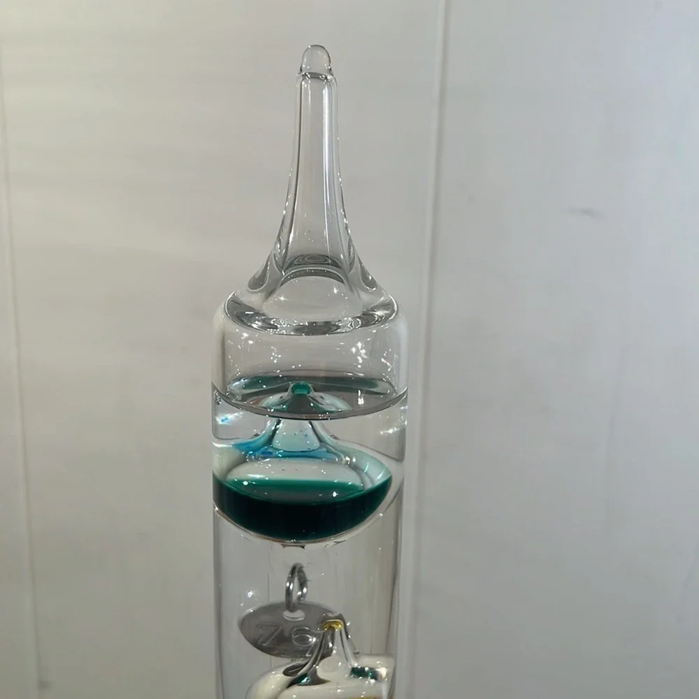 Galileo Teardrop Glass 4 Vial Standing Thermometer